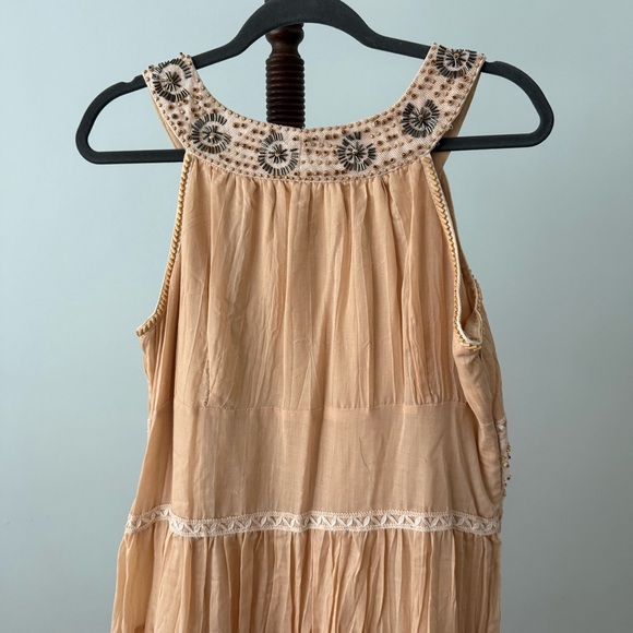 Vintage Signé Danish Boho Dress Tiered Beaded Sz L - Picture 9 of 15